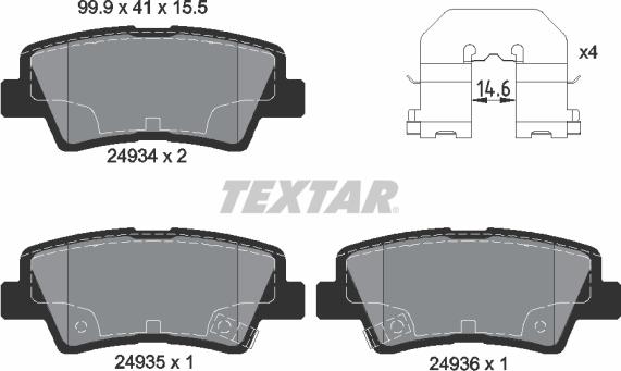 Textar 2493401 - Sada brzdových destiček, kotoučová brzda parts5.com