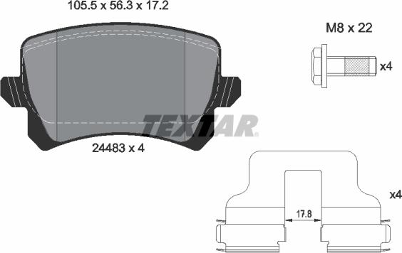 Textar 2448301 - Bremsbelagsatz, Scheibenbremse parts5.com