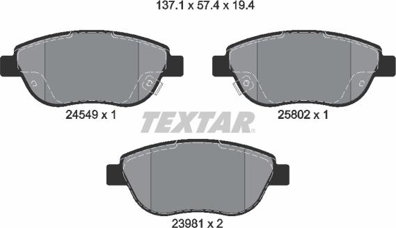 Textar 2454901 - Σετ τακάκια, δισκόφρενα parts5.com