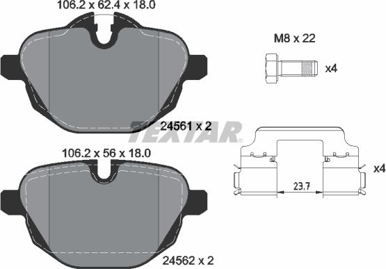 Textar 2456101 - Komplet zavornih oblog, ploscne (kolutne) zavore parts5.com