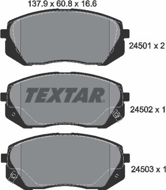 Textar 2450101 - Sada brzdových destiček, kotoučová brzda parts5.com