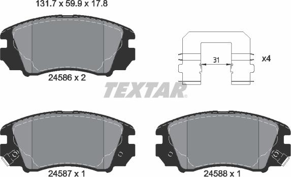 Textar 2458601 - Set placute frana,frana disc parts5.com