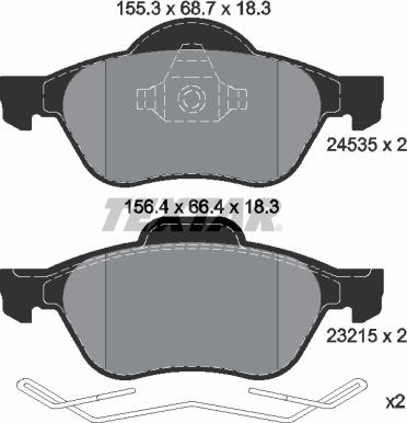 Textar 2453501 - Комплект спирачно феродо, дискови спирачки parts5.com