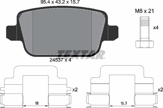 Textar 2453703 - Piduriklotsi komplekt,ketaspidur parts5.com