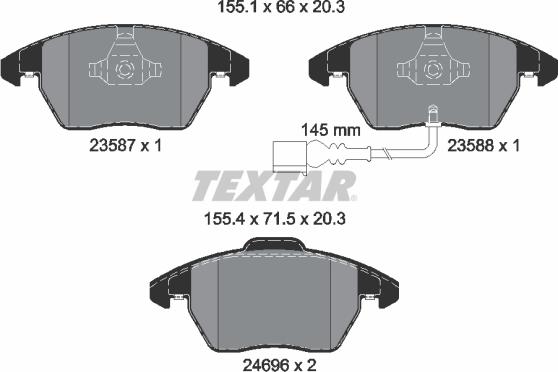 Textar 2469602 - Piduriklotsi komplekt,ketaspidur parts5.com