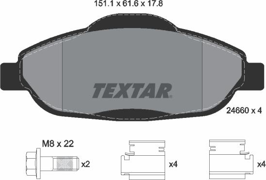 Textar 2466001 - Komplet zavornih oblog, ploscne (kolutne) zavore parts5.com