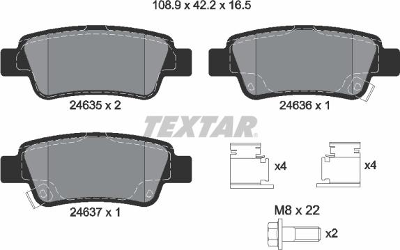 Textar 2463501 - Komplet zavornih oblog, ploscne (kolutne) zavore parts5.com