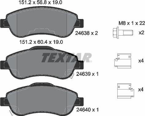 Textar 2463801 - Set placute frana,frana disc parts5.com