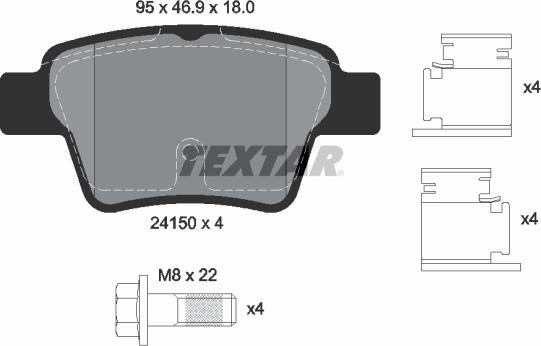 Textar 2415001 - Sada brzdových destiček, kotoučová brzda parts5.com