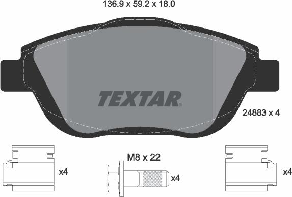 Textar 2488301 - Fren balata seti, diskli fren parts5.com