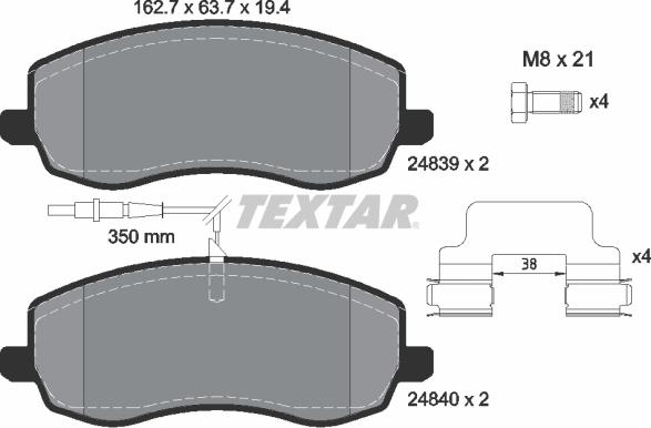 Textar 2483901 - Set placute frana,frana disc parts5.com