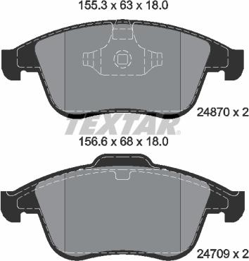 Textar 2487001 - Sada brzdových destiček, kotoučová brzda parts5.com