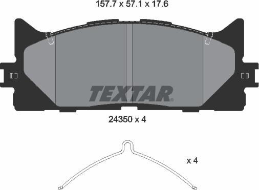 Textar 2435001 - Комплект спирачно феродо, дискови спирачки parts5.com