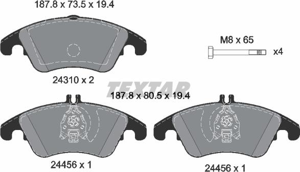 Textar 2431001 - Sada brzdových platničiek kotúčovej brzdy parts5.com