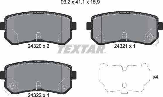 Textar 2432001 - Komplet zavornih oblog, ploscne (kolutne) zavore parts5.com