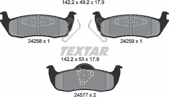 Textar 2425801 - Brake Pad Set, disc brake parts5.com