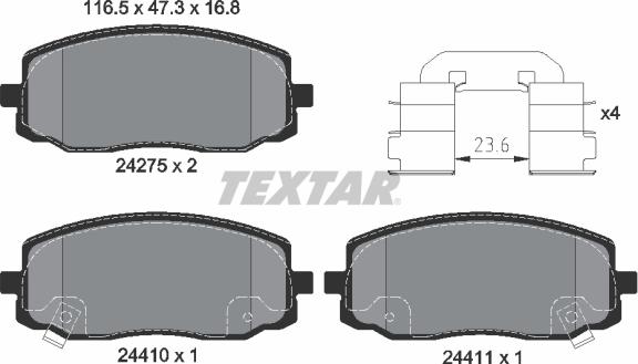 Textar 2427501 - Set placute frana,frana disc parts5.com