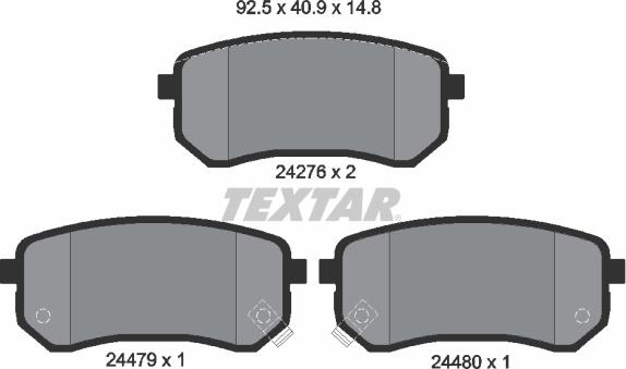 Textar 2427601 - Brake Pad Set, disc brake parts5.com