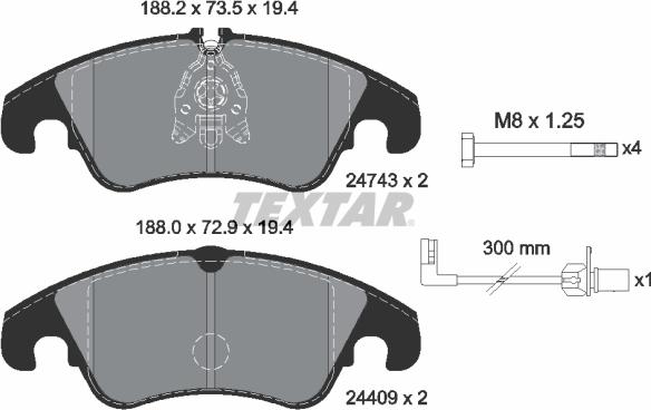 Textar 2474301 - Set placute frana,frana disc parts5.com