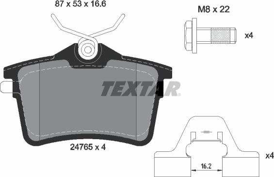 Textar 2476501 - Комплект спирачно феродо, дискови спирачки parts5.com