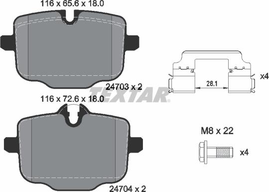 Textar 2470301 - Комплект спирачно феродо, дискови спирачки parts5.com