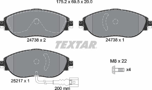 Textar 2473801 - Set placute frana,frana disc parts5.com