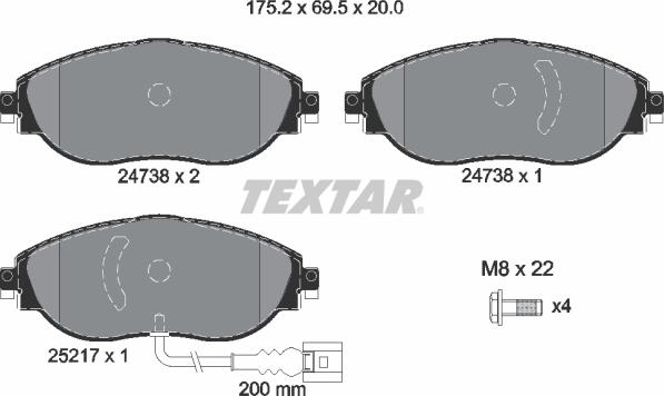 Textar 2473803 - Zestaw klocków hamulcowych, hamulce tarczowe parts5.com