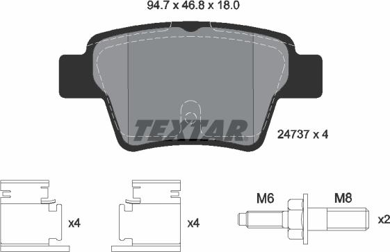 Textar 2473701 - Sada brzdových destiček, kotoučová brzda parts5.com