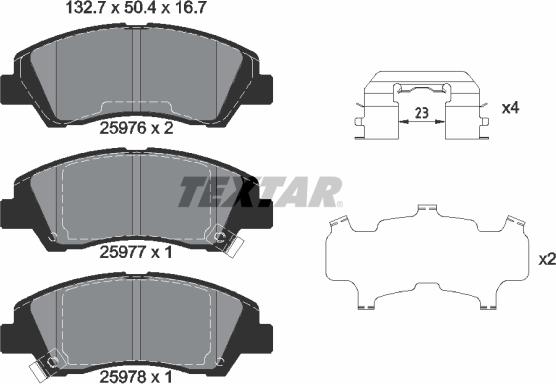 Textar 2597601 - Sada brzdových destiček, kotoučová brzda parts5.com