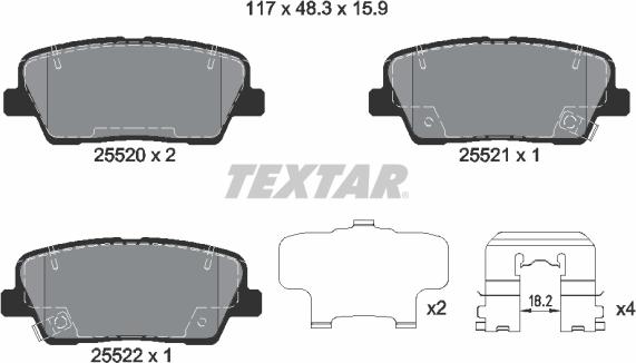 Textar 2552001 - Set placute frana,frana disc parts5.com