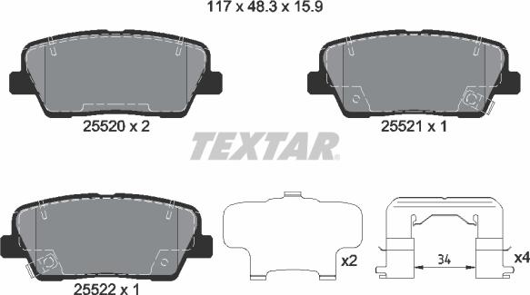 Textar 2552003 - Set placute frana,frana disc parts5.com