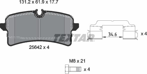 Textar 2564203 - Komplet zavornih oblog, ploscne (kolutne) zavore parts5.com