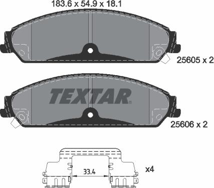 Textar 2560501 - Brake Pad Set, disc brake parts5.com