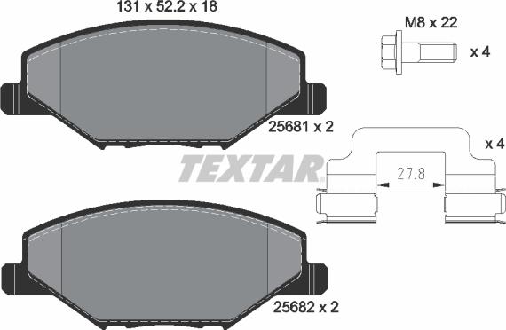 Textar 2568101 - Komplet pločica, disk-kočnica parts5.com