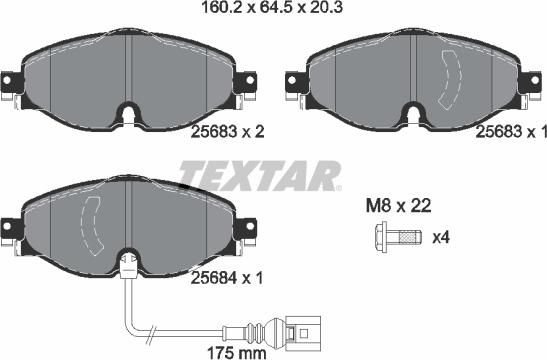 Textar 2568301 - Komplet pločica, disk-kočnica parts5.com