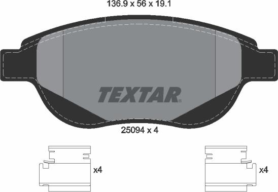 Textar 2509401 - Σετ τακάκια, δισκόφρενα parts5.com