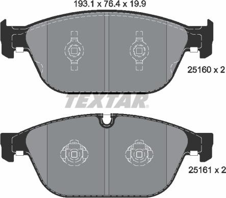 Textar 2516002 - Тормозные колодки, дисковые, комплект parts5.com