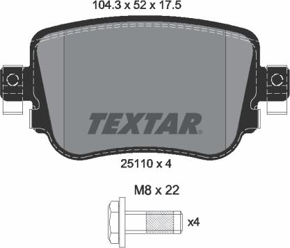 Textar 2511003 - Тормозные колодки, дисковые, комплект parts5.com