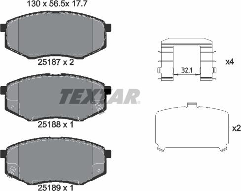 Textar 2518701 - Sada brzdových platničiek kotúčovej brzdy parts5.com