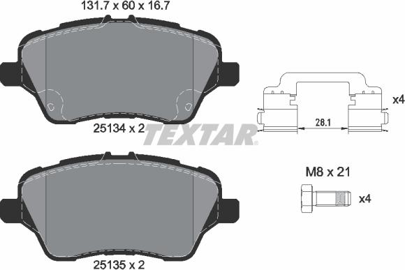 Textar 2513402 - Set placute frana,frana disc parts5.com