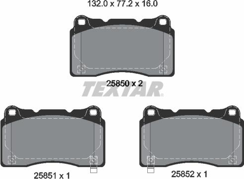 Textar 2585001 - Komplet zavornih oblog, ploscne (kolutne) zavore parts5.com