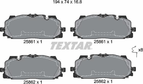 Textar 2586101 - Комплект спирачно феродо, дискови спирачки parts5.com