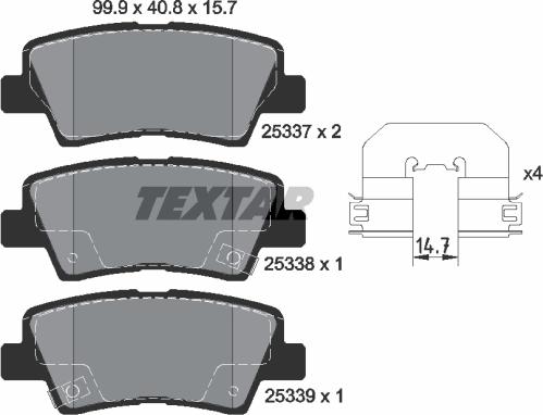 Textar 2533703 - Sada brzdových destiček, kotoučová brzda parts5.com