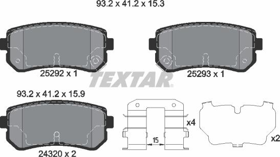 Textar 2529201 - Komplet zavornih oblog, ploscne (kolutne) zavore parts5.com