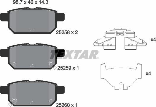 Textar 2525801 - Zestaw klocków hamulcowych, hamulce tarczowe parts5.com