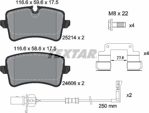 Textar 2521405 - Sada brzdových platničiek kotúčovej brzdy parts5.com