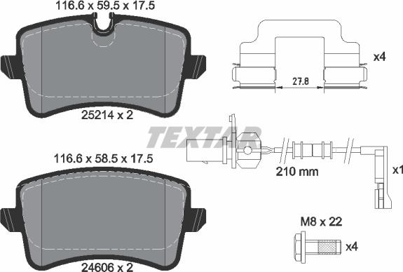 Textar 2521413 - Sada brzdových platničiek kotúčovej brzdy parts5.com