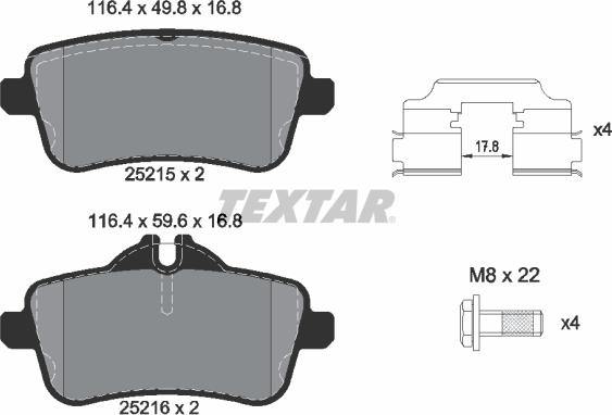 Textar 2521505 - Set placute frana,frana disc parts5.com