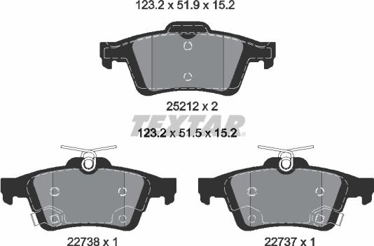 Textar 2521204 - Fékbetétkészlet, tárcsafék parts5.com