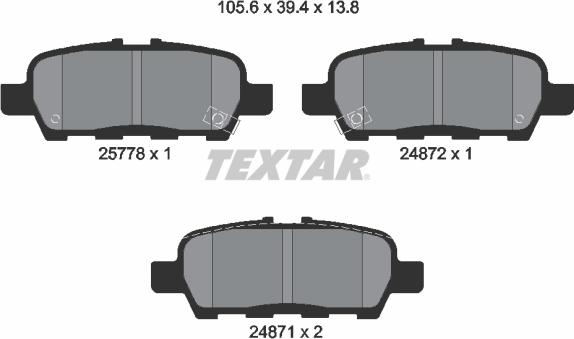 Textar 2577801 - Brake Pad Set, disc brake parts5.com